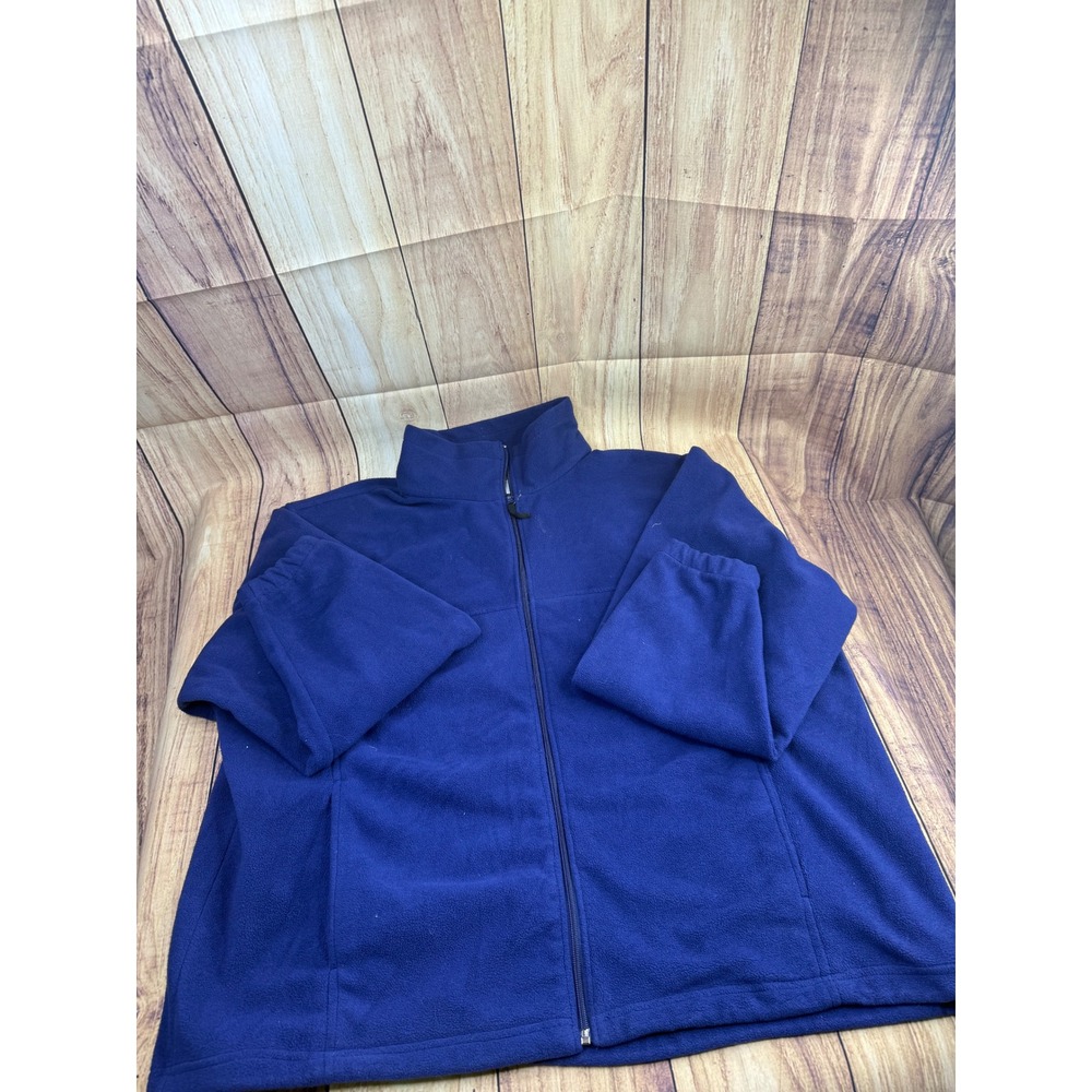 Bass Pro Shops Royal Blue Full Zip Fleece Jacket Mock Neck Drawstring Hem XL